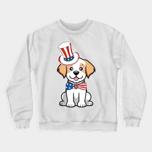 Funny happy dog is wearing uncle sam hat Crewneck Sweatshirt